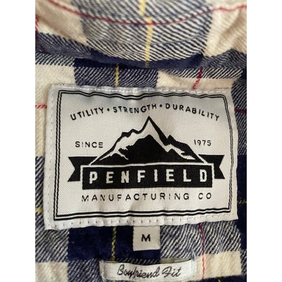 Madewell x Penfield Classic Slim Flannel warm cozy layers white blue red plaid - Picture 9 of 10